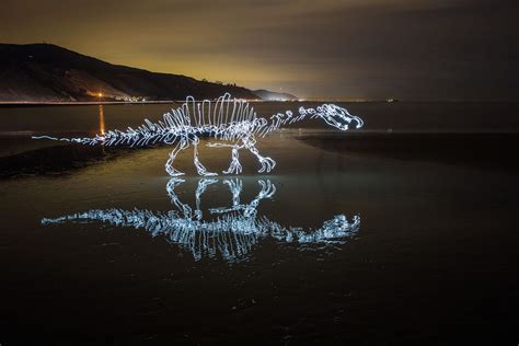 Scribbled Rainbow Light Paintings Of Dinosaurs And Other Creatures By