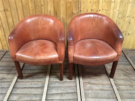 By continuing to use this site, you agree to accept these cookies. PAIR OF BROWN LEATHER TUB CHAIRS / CLUB / PUB / HOME ...