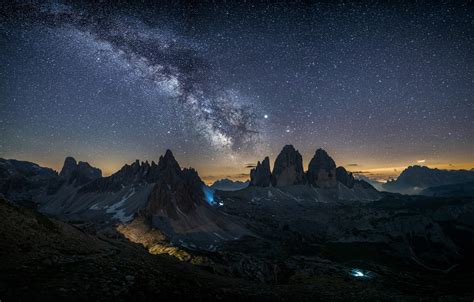 Wallpaper Stars Mountains Italy The Milky Way Italy Mountains