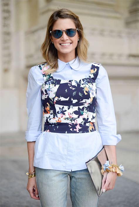A Cropped Tank Top And Button Up Blouse May Be An Unlikely Pairing But Its Easy Enough To