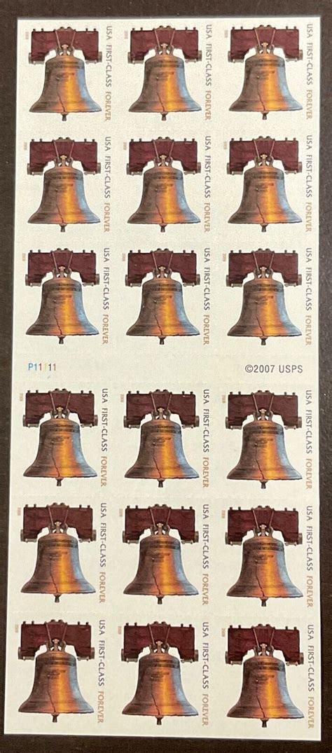 4437e Liberty Bell First Class Forever Atm Pane Of 18 Mnh 66 C Fv 11
