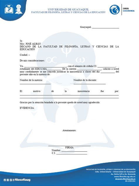 Formato De Justificacion De Inasistencias Pdf