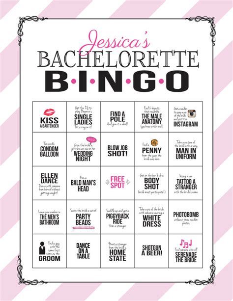 Bachelorette Party Game Bingo Dare Sheet By Sweetbeeshoppe