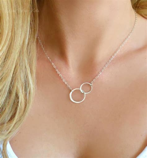 Rose Gold Linked Circle Infinity Necklace For Women Also In Sterling