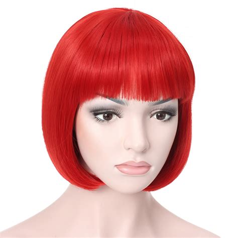Onedor 10 Short Straight Hair Flapper Cosplay Costume Bob Wig Red