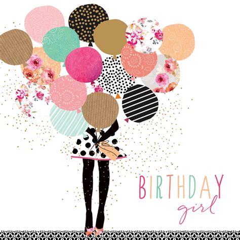 Happy Birthday Balloon Girl Card The Lemon Tree Shop