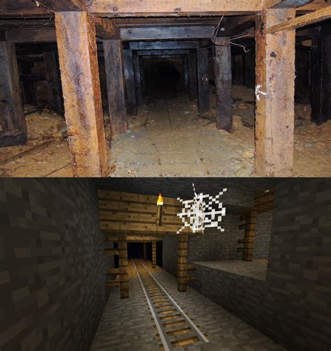Real Abandoned Mine Shaft Vs Minecraft Abandoned Mineshaft Minecraft