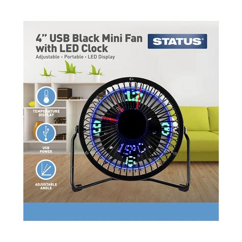 4 Usb Mini Fan With Led Clock