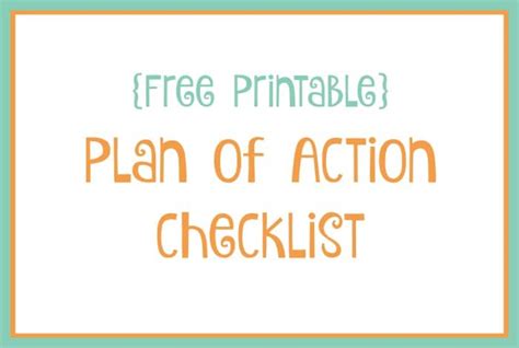 Free Printable Todays Plan Of Action Checklist The Diary Of A
