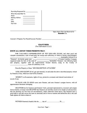 California Grant Deed From Two Individuals To Llc Fill And Sign Printable Template Online
