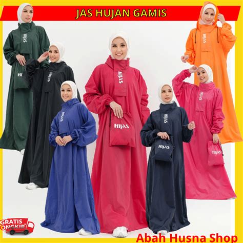 Jual 𝐇𝐈𝐉𝐀𝐒 Jas Hujan Gamis wanita Mantel Ujan Perempuan Muslimah Mantol