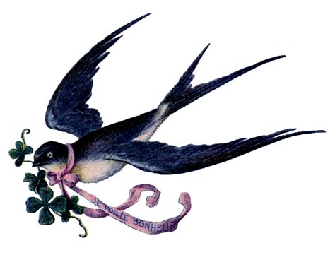 Lovely, lovely Swallow with Pink Ribbon Garland - French - The Graphics ...