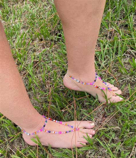 Beaded Sandals Shoeless Sandals Anklet Foot Thong Etsy