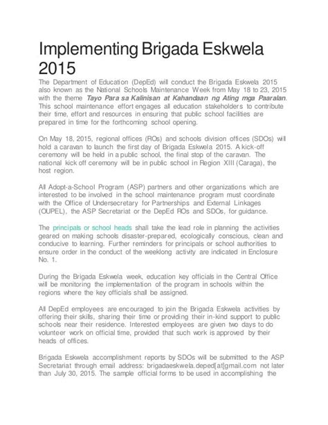 36 Narrative Report Brigada Eskwela 2018 Reportnarrative