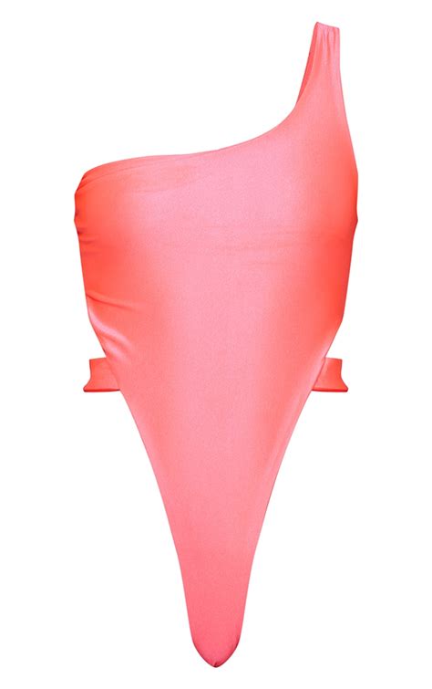 Hot Pink Super High Leg Waistband Cut Out Swimsuit Prettylittlething Qa