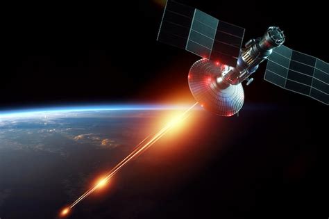 Premium Photo Space Military Satellite A Weapon In Space Shoots A