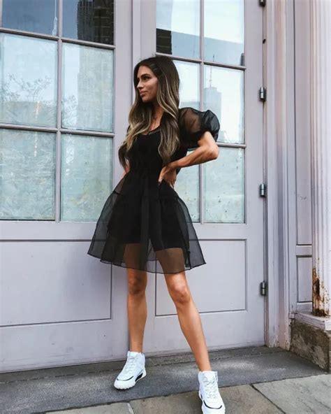 Top 5 Ways To Wear Sneakers To A Dinner Party Society19 Dress And Sneakers Outfit Black