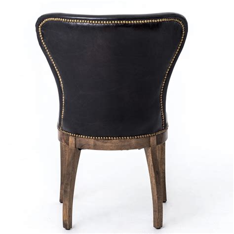 Richmond Black Leather Wingback Dining Chair With Weathered Oak Frame