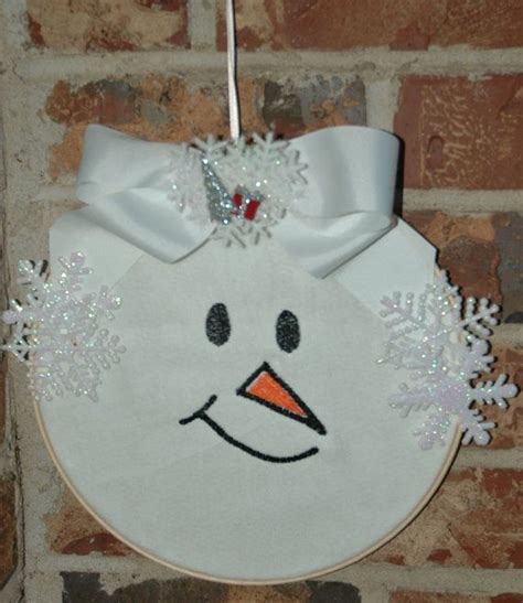 Snowman Embroidery Hoop Wreath Moms Crafts Creative