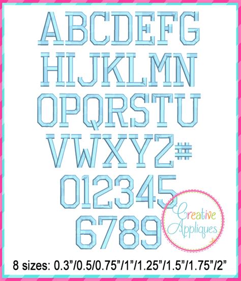 Varsity Embroidery Font Creative Appliques