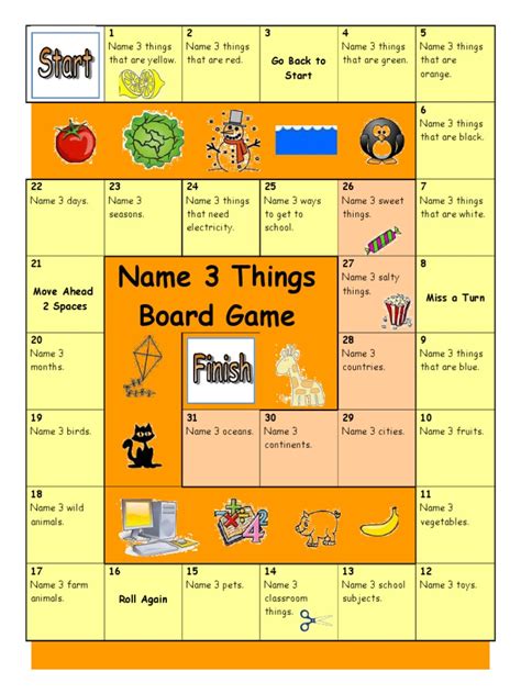 Board Game Name 3 Things Easy Fun Activities Games 987 Pdf Leisure