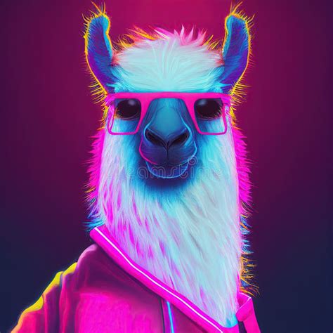 Cool Neon Party Llama In Sunglasses Generative Ai Not Based On Any
