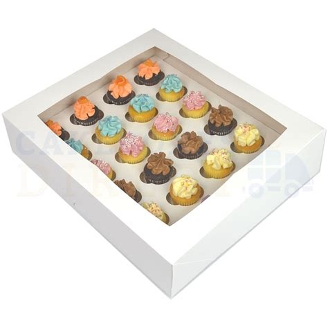Premium 24 Mini White Ex Deep Cupcake Window Box With 3 5cm Divider Qty 100 Cake Boxes