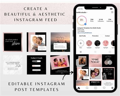 Editable Instagram Template Pack Instagram Post Templates For Etsy