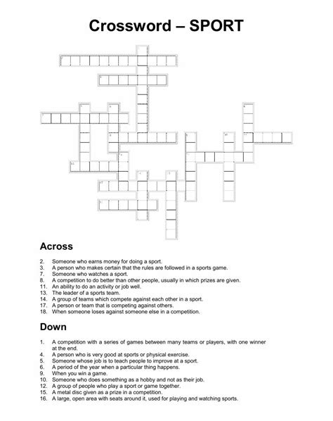 Spanish crossword puzzles worksheets editor s note every tuesday abby freireich and brian spanish crossword puzzles worksheets. 6 Best Images of Sport Crossword Printable - Printable ...