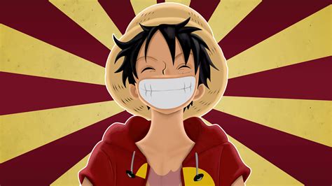 One Piece Anime Smiling Monkey D Luffy Straw Hat Anime Boys Closed Eyes