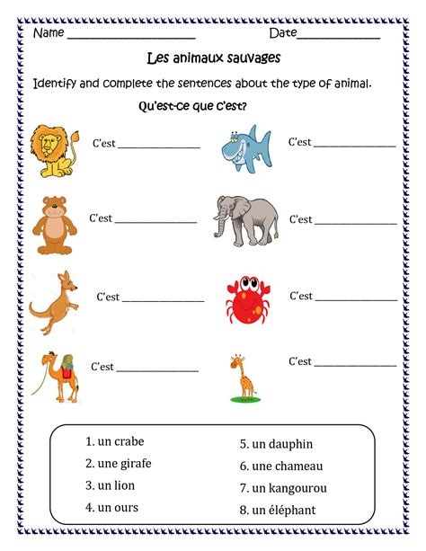 French Animals Les Animaux Distance Learning Worksheets Made By