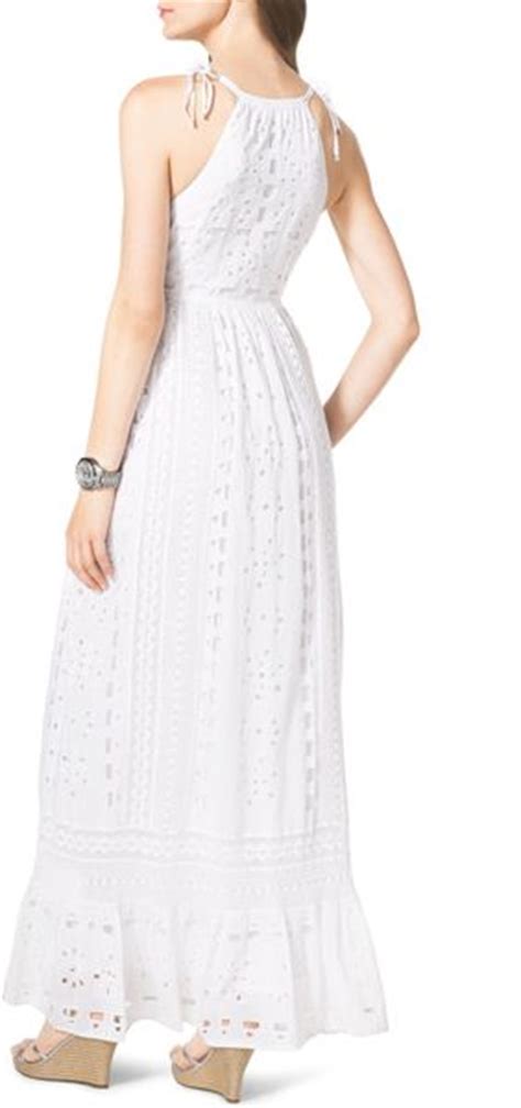 Michael Michael Kors Cotton Eyelet Maxi Dress In White Lyst