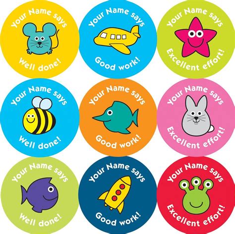 Cute Animals Reward Stickers 1 Inch Word Motivational Stickers For