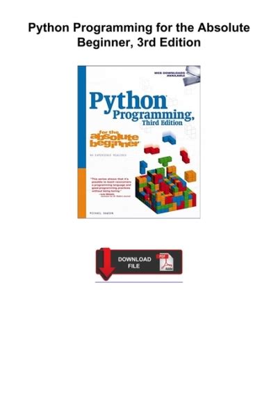 Pdf Read Python Programming For The Absolute Beginner Rd Edition