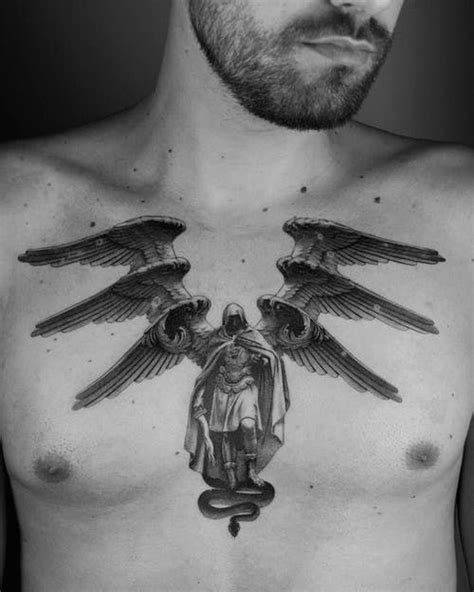 16 Awesome Angel Tattoo On Chest Pictures