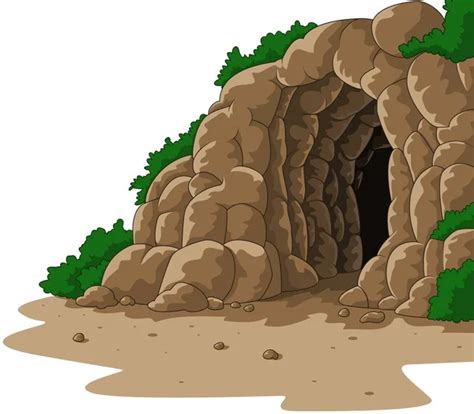 Cueva Animada Dibujos Animados Cueva Aislada Sobre Fondo Blanco