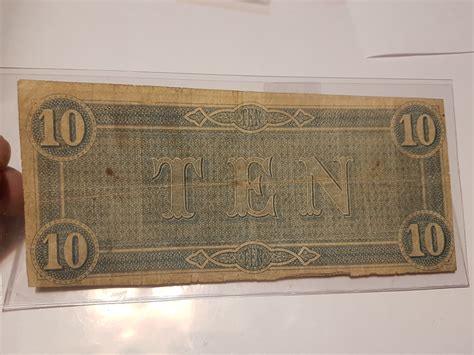 Confederate notes held little monetary value due to the lack of gold and silver reserves by the confederacy and their setbacks on the battlefield. 1864 Original $10 Confederate Bank Note