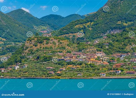 Marone Village At Iseo Lake In Italy Stock Image Image Of Italian