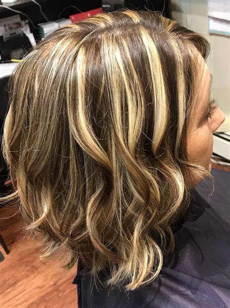 Bright Blonde And Brunette Highlight And Lowlight Hair Color Dark Hair With Highlights Blonde