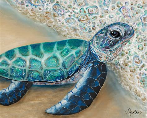 Baby Sea Turtle Art Prints Sea Turtle Decor Sea Turtle Wall Etsy