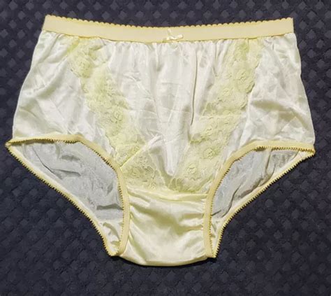 silky double nylon sissy panty wide gusset 8 xl yellow lace sheer brief granny 29 99 picclick