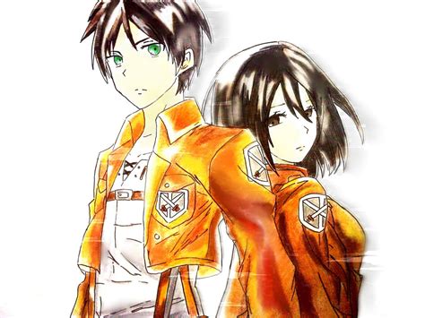 Attack On Titan Eren Jaeger And Mikasa Ackerman By Crystallstar26 On