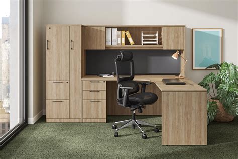 Aspen L Shaped Desk With Storage And Hutch Pl Laminate By Harmony