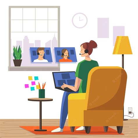 Free Vector Employees Working From Home Concept