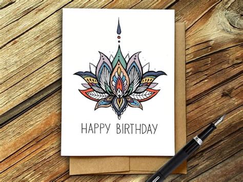 Namaste Card Yoga Card Happy Birthday Card Zen Greeting Etsy