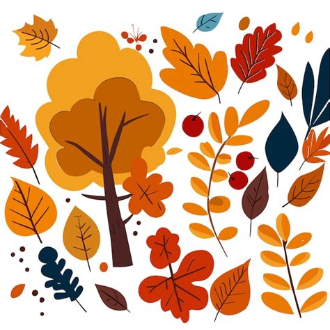 Premium Vector Colorful Autumn Set Of Leaves Vector Illustration