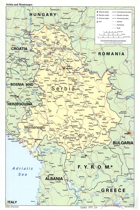 Large Political Map Of Serbia And Montenegro With Roads Railroads