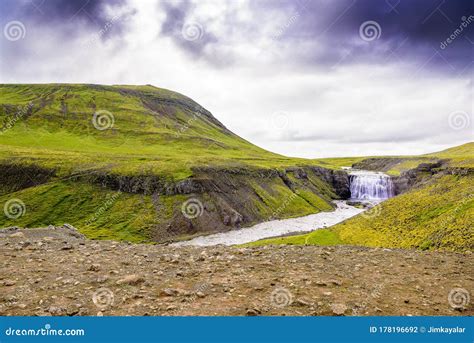 Beautiful Icelandic Waterfall Vista Stock Photo Image Of Panorama