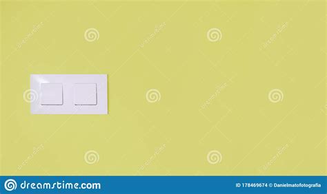 Light Switch On A Yellow Wall Stock Photo Image Of Switch Cutout