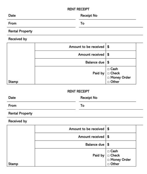 Free Rent Receipt Templates Printable Excel Word PDF